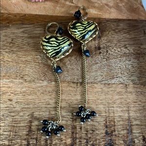 Betsey Johnson earrings  - zebra hearts